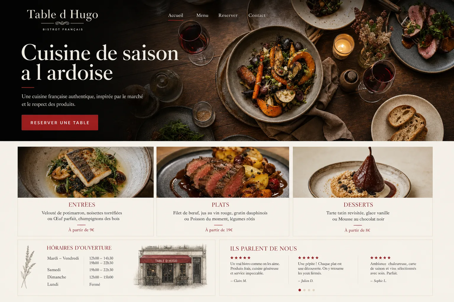 Aperçu site Table d'Hugo